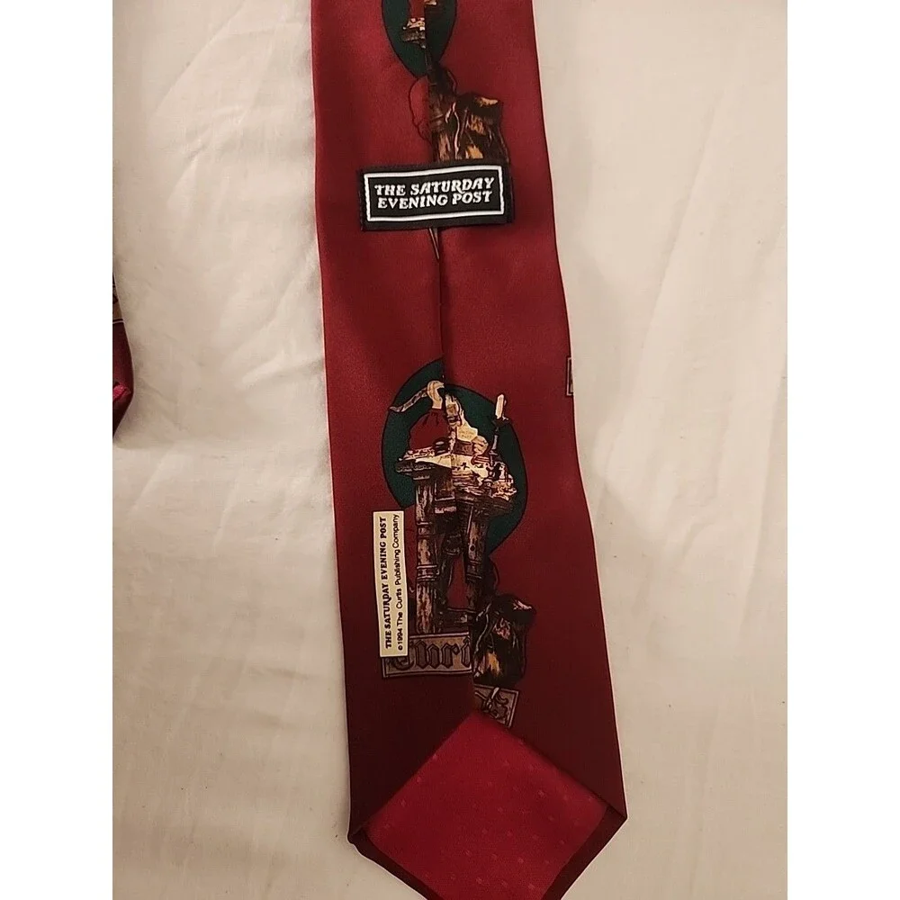 Vintage 1994 Saturday Evening Post Christmas Mens Necktie Santa Norman Rockwell